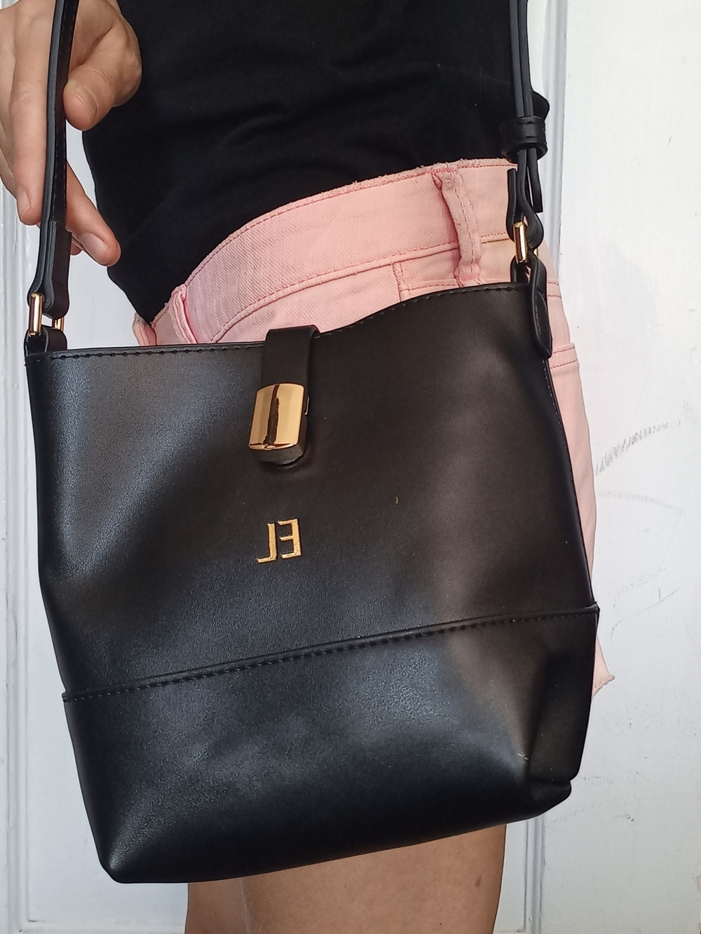 Old Navy Black Crossbody Bag with Gold Hardware